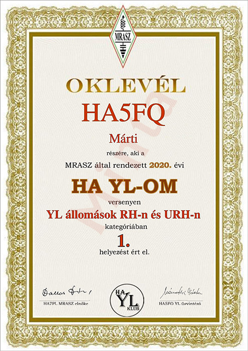 yl om certificate sample